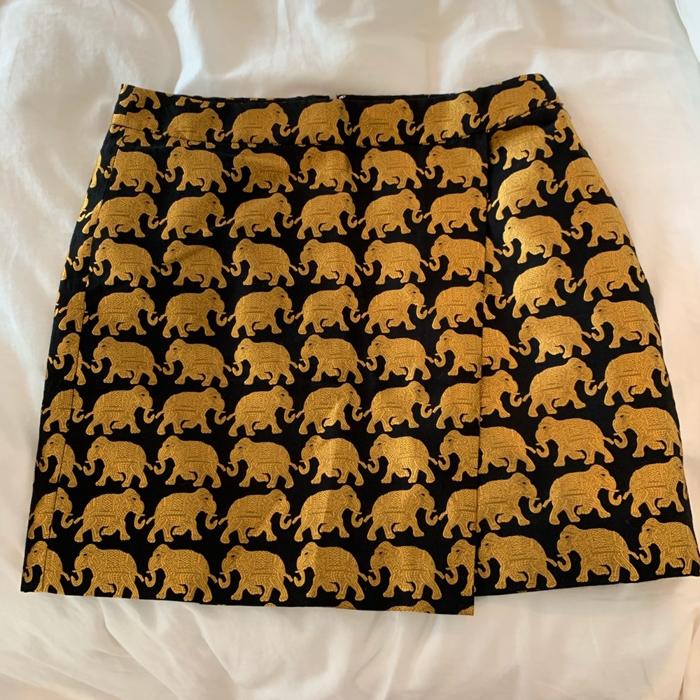 Jcrew gold elephant skirt NWOT